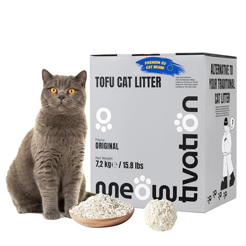 Tofu - Arena para gatos – Agrupada, vegetal de vainas de guisantes, biodegradable, 99% libre de polvo, control óptimo de olores, desechable en el inodoro, aroma original, 1 x 7,2 kg