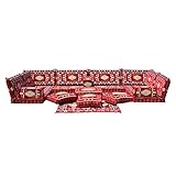 mysticalanatolia Arabic Majlis U Shape Floor Sofa Set Traditional Oriental Seating Cushions Washable Covers Foldable Foam Living Room Patio Lounge Furniture Decor