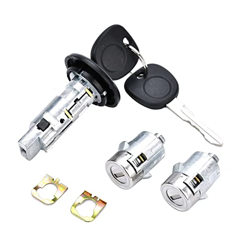 Ignition Switch Lock Cylinder with Pair Front Door Lock Cylinder Compatible with 2003-2006 Chevy Silverado...