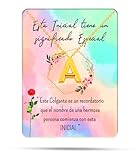 Collar para mujer con letra inicial con Hermosa caja de regalo. Acero inoxidable Colgantes con letras bisutería barata sobre con mensaje original Amigos Novios (A - Mediano - Dorado)