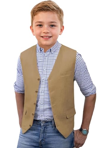 Linen Boys Suit Vest Beach Wedding Kids Costume Vest Ring Bearer Outfit Summer Casual Boy Waistcoat3