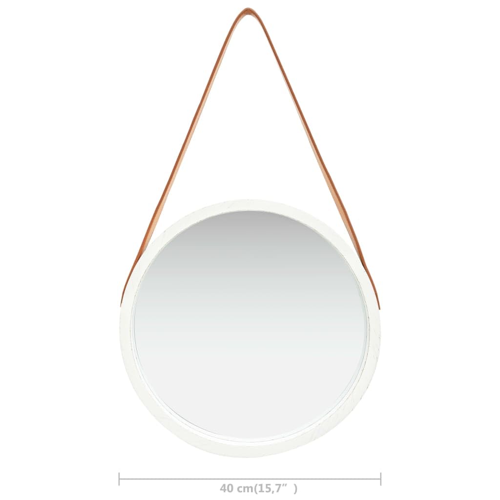 vidaXL Lustro ścienne z paskiem białe 40 cm