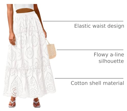 Image of BTFBM Eyelet Long Skirts for Women Beach Vacation