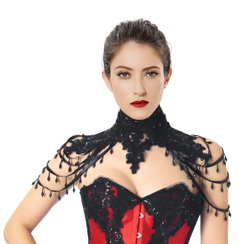 Charmian Women's Steampunk Victorian Chain Shoulder Wrap Cape Collar Choker3