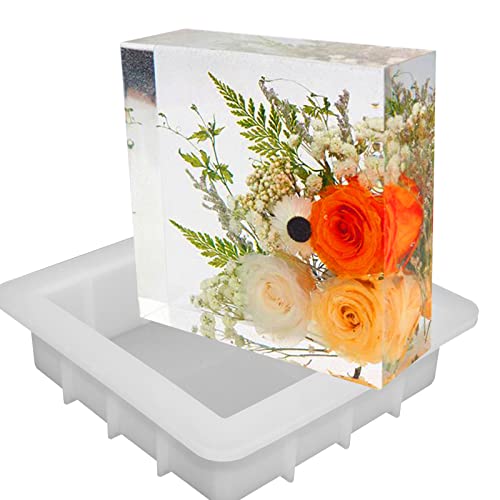 6 Inch Square Soap Silicone Mold Large Square Cube Silicone Mold Big Resin Mold For Flowers Bouquet Preservation Soap Craft Making #TOP6
