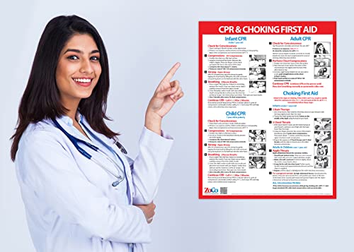 Cpr Poster - Heimlich Maneuver Restaurant Sign - Laminated, 17 X 22 Inches - Infant, Child, Adult Cpr And Choking First Aid Poster - School Nurse Office Decor #TOP1