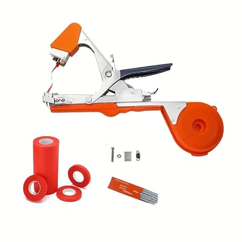 Plantbrand - Legatrice Per Piante Con Lama, Molla, 125 M, Rotolo Di Nastro Adesivo E 1000 Graffette, Scatola Di Graffette E 12 Rotoli Di Nastro | Plantbrand