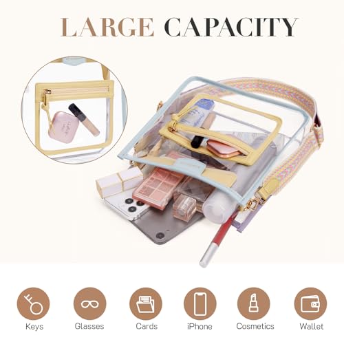 Image of Missnine Clear Crossbody Bags for Women Stadium Approved Clear Purse for Concert Transparent Plastic Bag with Guitar Strap