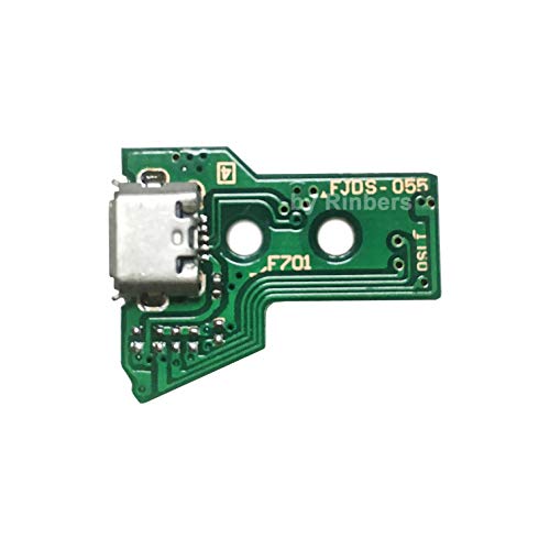 Rinbers® Pack Of 2 Jds-050 Jds-055 Replacement Charging Port Micro Usb Adaptor Charger Socket Circuit Board With 12 Pin Flex Cable For Sony Ps4 5Th Gen Dualshock 4 Controller #TOP3