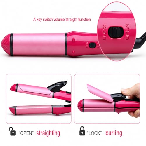 Image of 2-in-1 Hair Straightener & Curler for Women, Ceramic Coated Hair Styling Tool with Fast Heating, Hair Straightening Iron & Curling Wand, Compact Travel-Friendly Hair Styler, A2