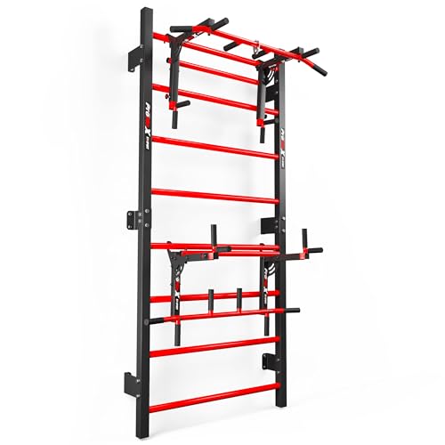 K-Sport: Trainingsset - Sprossenwand mit Dip Station & Klimmzugstange I Kraftstation mit Pull-Up Bar, Dip Stange für anspruchsvolle Workouts, inkl. E-Book