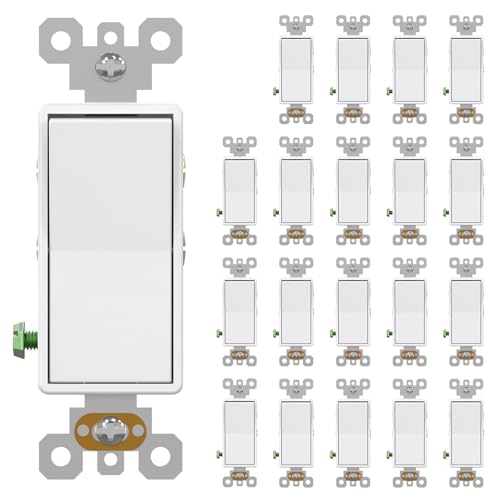 AIDA 20 Pack 4 Way Switch Decorative Light Switch, 15Amp, 120/277 Volt, 4 Way Decorative Light Rocker Switch Replacement, Self-Grounding, Residential and Commercial Grade, UL Listed