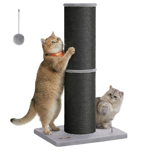 Feandrea Kratzbaum 85 cm hoch Kratzsäule XXL 17 cm Dicker Stamm Katzenbaum Kratzstamm auch für große Katzen wie Maine-Coon-Katze Sisalstamm mit Plüschball und Glocke tintenschwarz PCA042B101