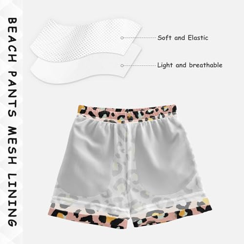 Boys Swim Trunks Pink Leopard Print Cheetah Pattern Toddler Swim Shorts Beach Board Shorts Swimsuit4