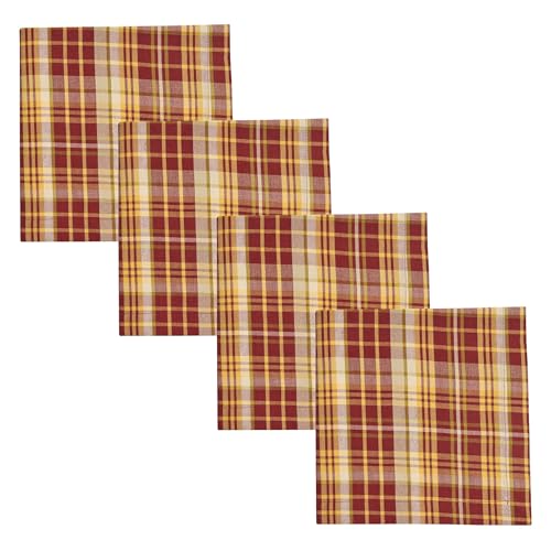 Set de 4 servilletas cuadradas Plaid rojo y dorado miniatura 1