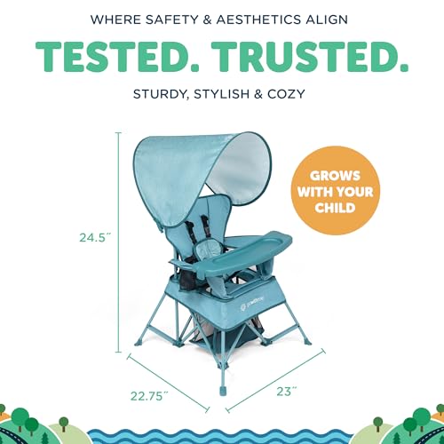 Image of Baby Delight Go with Me Venture Portable Chair | Indoor and Outdoor | Sun Canopy | 3 Child Growth Stages | Blue Wave
