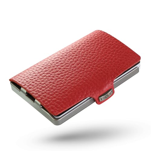 I-CLIP Original Mini Wallet avec Pince à Billets - Portefeuille Fin - Porte-Monnaie en Cuir - Portefeuille Premium - Porte-Cartes - Pur Rouge