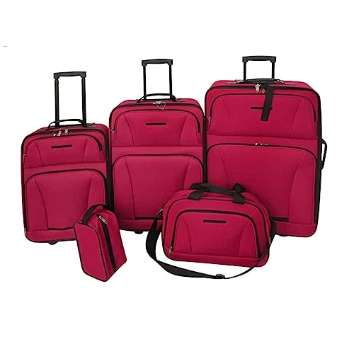Set de valises rouges 5 pièces : évitez les frais de bagages en avion et train