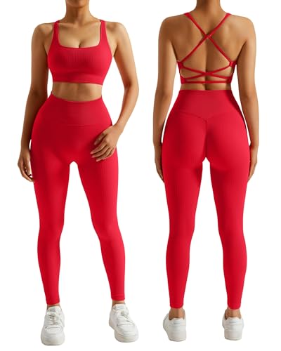 Ensemble de sport côtelé RXRXCOCO avec legging sans coutures pour fitness