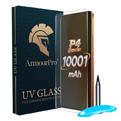 Image of ArmourPro UV Glue Tempered Glass for Realme P4 Power - Curved Screen Protector, 9H Anti Scratch, Edge-to-Edge Coverage, HD Clarity, Smooth Touch