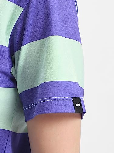 Image of Bewakoof Women's 100% Cotton Striped Regular Fit Half Sleeve Polo T-Shirt | Cotton Tshirt for Woman | Casual wear | Streetwear