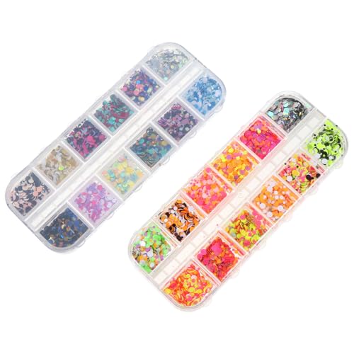 DOITOOL Paillettes Décorations Métal en et Ultra-minces, 2 Art Nail Boîtes pour Créatives de Portables D'ongles pour Manucure Quotidienne DIY