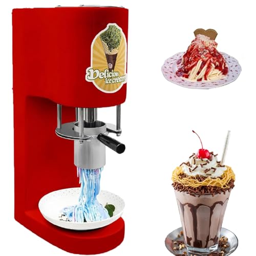 ylpddmm Máquina para Hacer Helado Gelato, máquina para Hacer Helados, 4 moldes Intercambiables, Arranque con un Solo Toque, Soft Serve Ice Cream Machine para Tiendas y Catering, tolva de 420 ml,Red