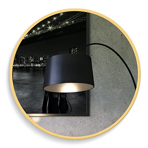 iiSPORT Runder Spiegel mit Gold Metallrahmen 60x60 cm - Dekorativer Wandspiegel für Badezimmer / Wohnzimmer / Schlafzimmer / Flur und zum Aufhängen, Modernes Design Cover