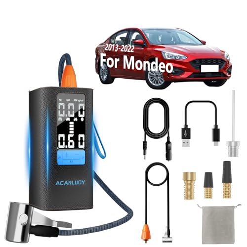 ACARLUOY Portable Air Compressor for Car Tires - 3X Faster Inflation, Fit for Ford Mondeo 2013-2022, 6000mAh Battery,LCD Screen, LED Light,Auto Shutoff