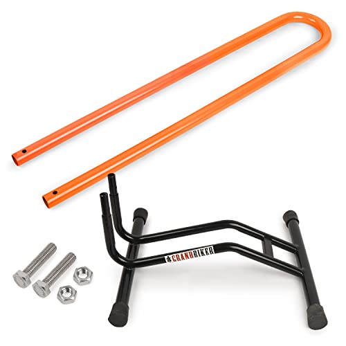 Image of Grandbiker Bicycle Parking Stand, Bicycle Floor Parking Holder Stand, Rubber (Black+Orange)