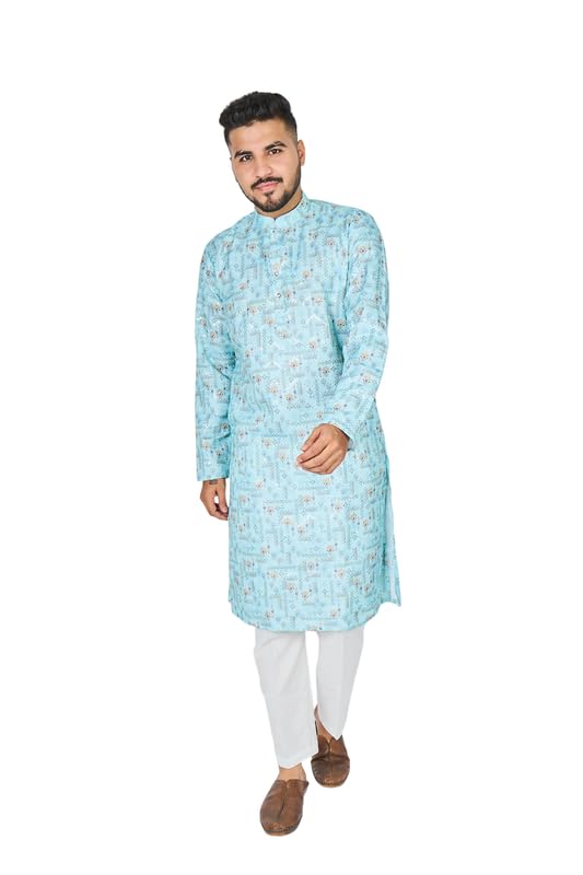 Men Embroided Kurta for Festivals and Weddings | Traditional and Soft Comfortable Fabric | Indian Ethnic for Puja, Parties and Celebrations-image-40