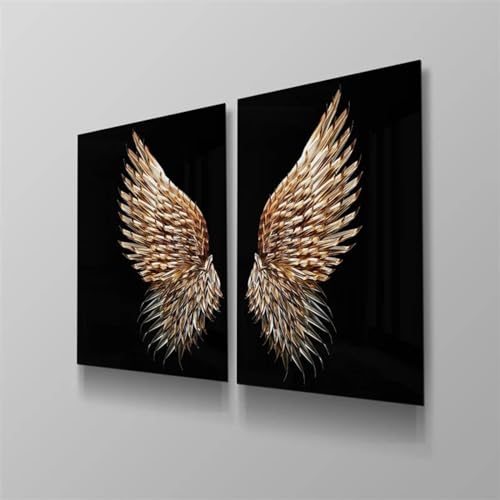 Affiches sur toile pour salon et chambre décoration murale moderne avec tableau ailes d'or 70x100