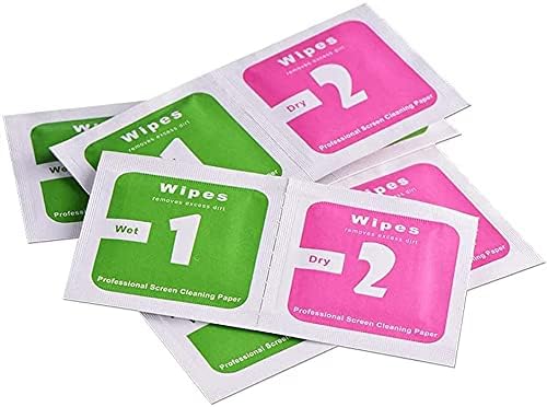 100pcs(50set) Dry Wet Cleaning Wipes Paper Dust Removal Papers LCD Screens for Tempered Glass Camera Lens, 6.0 x 6.0cm