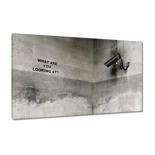 Tableau imprimé Banksy Graffiti Camera 120x70cm pour déco salon H6990M