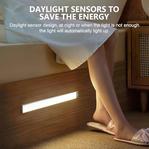 Image of FLYNGO Motion Sensor Under Cabinet LED Light, 3 Color Modes Wireless Rechargeable Closet Light with Stepless Dimming for Under Counter, Kitchen, Cabinet, Wardrobe, Bedroom, Cupboard (30 CM)
