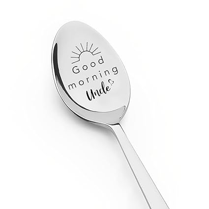 Fathers Day Gifts for Men Uncle Good Morning Uncle Spoon Father's Day Birthday Presents for Men Uncle Christmas Gift from Niece Nephew Uncle Engraved Tea Spoon