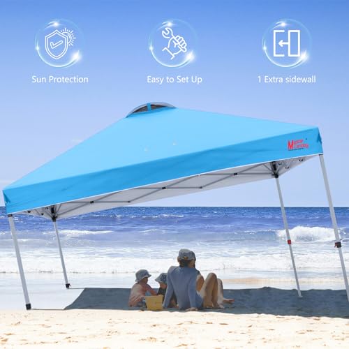 Image of MASTERCANOPY 10x10 Durable Pop Up Canopy Tent with 1 Sidewall, Sky Blue