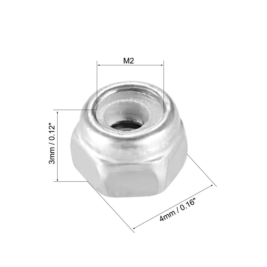 TA-VIGOR 20Pcs M2 x 0.4mm Nylon Hex Lock Nuts, 304 Stainless Steel Nylon Insert Self-locking Nuts - Image 2