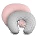 Vextronic Nursing Pillow Cover Plush Breastfeeding Pillow Slipcover Girl and Boy,Ultra Soft Snug Fits On Infant Nursing Pillow,2 Pack (Grey&Pink)