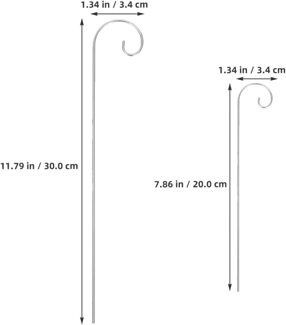 Hemoton 20pcs Garden Stake Hooks and Outdoor Plant Hangers Heavy Duty Iron Shepherd’s Hooks for Hanging Lanterns, Flower Baskets, and Garden Labels, 200mm 300mm Poles for Lawn and Patio