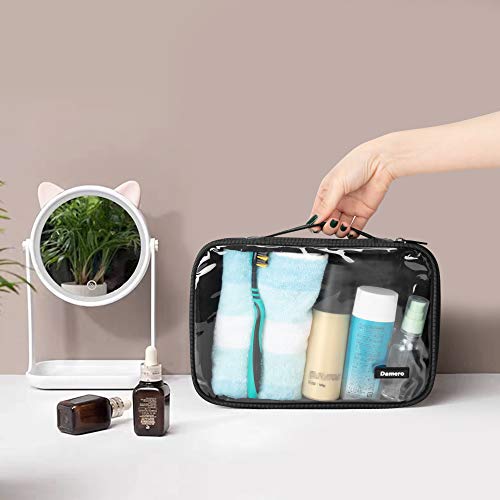 Damero 4Pcs Clear Toiletry Bag Packing Cubes, Clear Toiletry Makeup Bag Organizers For Traveling, Business Trip And School, Black #TOP6