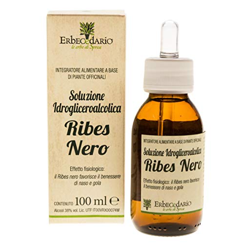 Ribes nero gemmoderivato utile contro i sintomi da allergie 100 ml, Ribes Nigrum gocce favorisce il benessere di naso e gola - Made in Italy