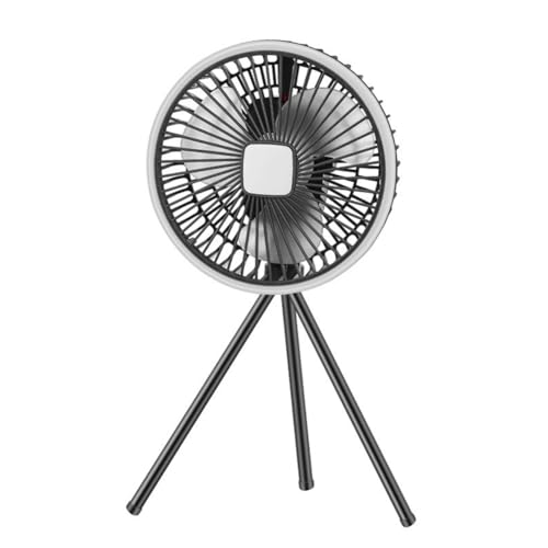 Giwnhvx Ventilador de Camping de 10000 MAh, Circulador de Aire Portátil de Escritorio Recargable, Ventilador Eléctrico de Techo Inalámbrico con Trípode Eléctrico Gris