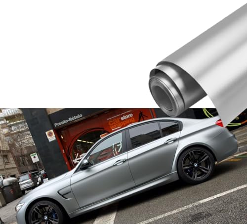 Image of WISDOM Silver Metallic Vehicle Wrap Vinyl matt Finish Easy Apply Air-Release Weatherproof DIY Car & Motorcycle (Silver MATT Metallic, 20 Inch X 8 Feet)