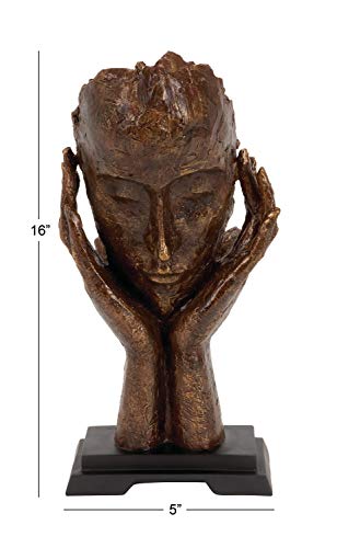 Deco 79 Polystone Thinker Sculpture, 5" X 8" X 16", Brown #TOP6