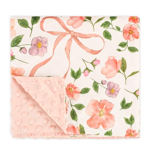 TANOFAR Baby Blankets for Unisex Boys Girls, Ultra Soft Minky Blanket with Double Layer Dotted, Breathable and Lightweight Receiving Blanket for Newborns, 30x40 Inches, Pink Bow