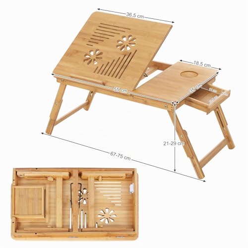 SONGMICS Table de Lit Pliable, Angle et Hauteur Réglables, 55 x 35 cm – vue 8