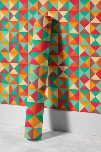 EHOMERY Selbstklebende Tapete Lustig Wandverkleidung Kunststoff Moderne 3D-Geometrische Kunst Waschbare Für Die Küche Spritzschutz Folie 45X500cm