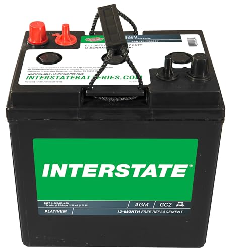 Interstate Batteries AGM Golf Cart Battery 6V 210Ah (Group Size GC2) Heavy Duty Deep Cycle Replacement Battery (GC2-HD-AGM)