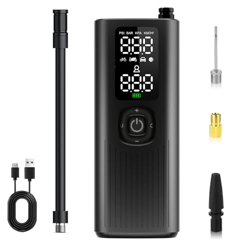 Aihuolian Tire Inflator Portable Air Compressor(Up to 150PSI), Cordless Air Pump with LED Display Digital Tire Pressure Gauge for car,Motorcycle, Bike,Basketball,Football